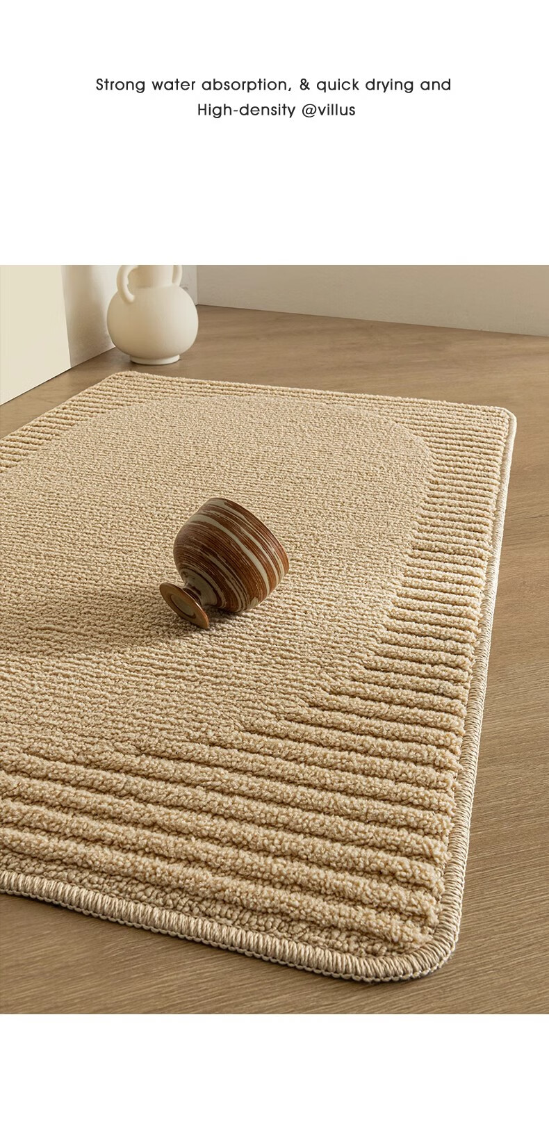 BULULOM Bathroom Non-Slip Foot Mat, Absorbent Bath Mat, Thickened Door Mat for Bathroom, Natural - Dark Gray 40*60cm 18