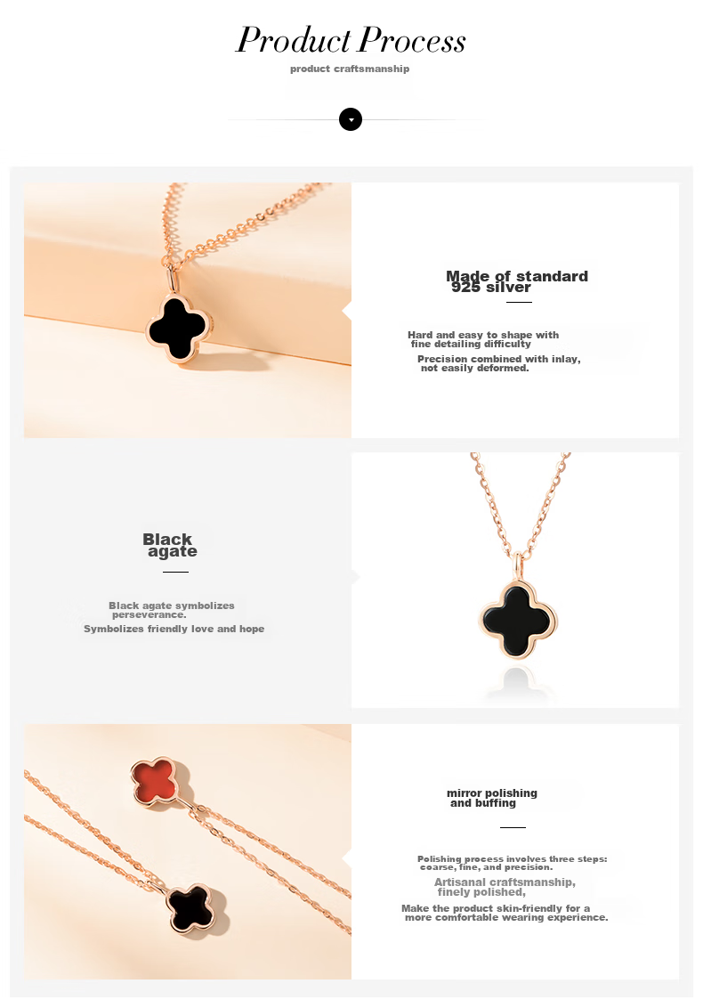 Grace Girl Four-Leaf Clover Necklace for Women, Simple And Elegant Rose Gold Collarbone Chain, Anniversary Birthday Gift for Girlfriend 4