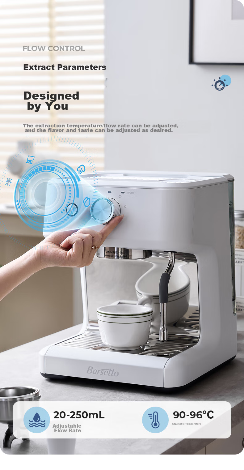 Barsetto [30-Day Price Protection] Italian Semi-Automatic Home Cold Brew Coffee Machine with Temperature Control, Pump Pressure Extraction, Detachable Design, Hot And Cold Dual Extraction, Compact All-In Grinder BAE-M2C White 9