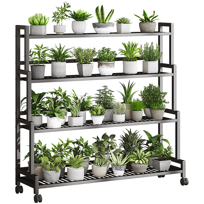 WOJIA Floor-Standing Storage Rack for Living Room, Balcony Succulent Planter Stand, Iron Art Plant Display Shelf, Flower Pot Rack