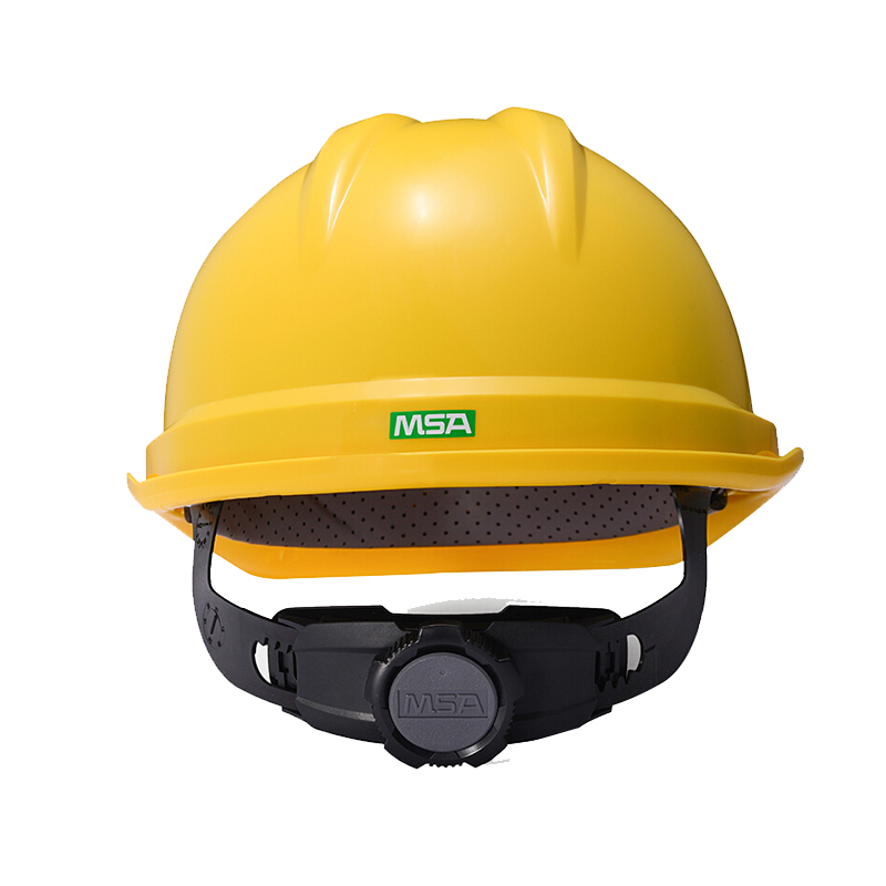 MSA Safety Helmet, National Standard Construction Site Leader Worker Helmet, ABS Breathable Knob Adjustable Yellow Knitted Sweat-Absorbing Band, 1 Piece
