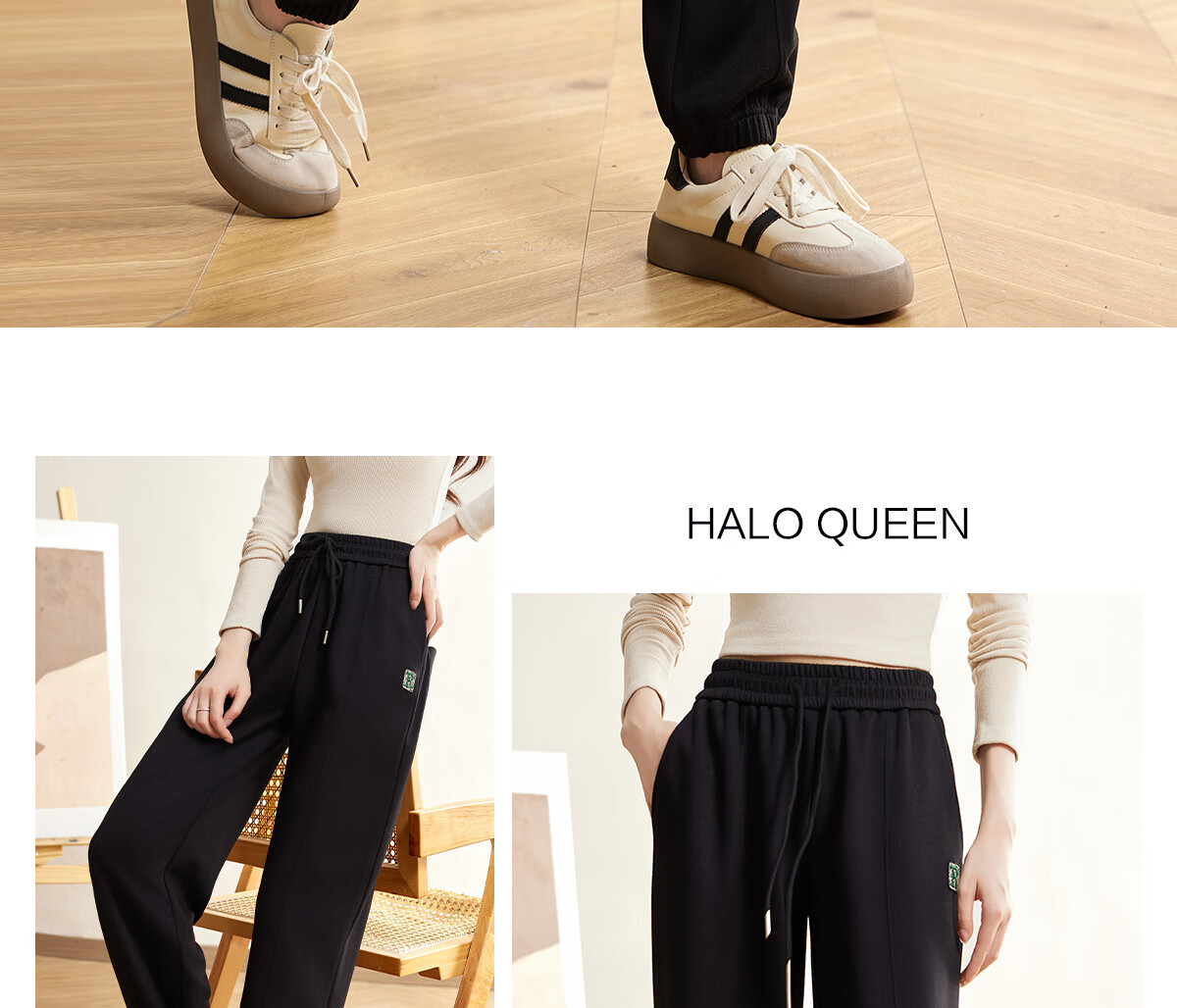 Halo Queen Women's Casual Pants with Drawstring Elastic Waist, Straight-Leg Trousers with Tapered Legs, Slimming And Versatile Sports Pants, New Product H143R1014 14