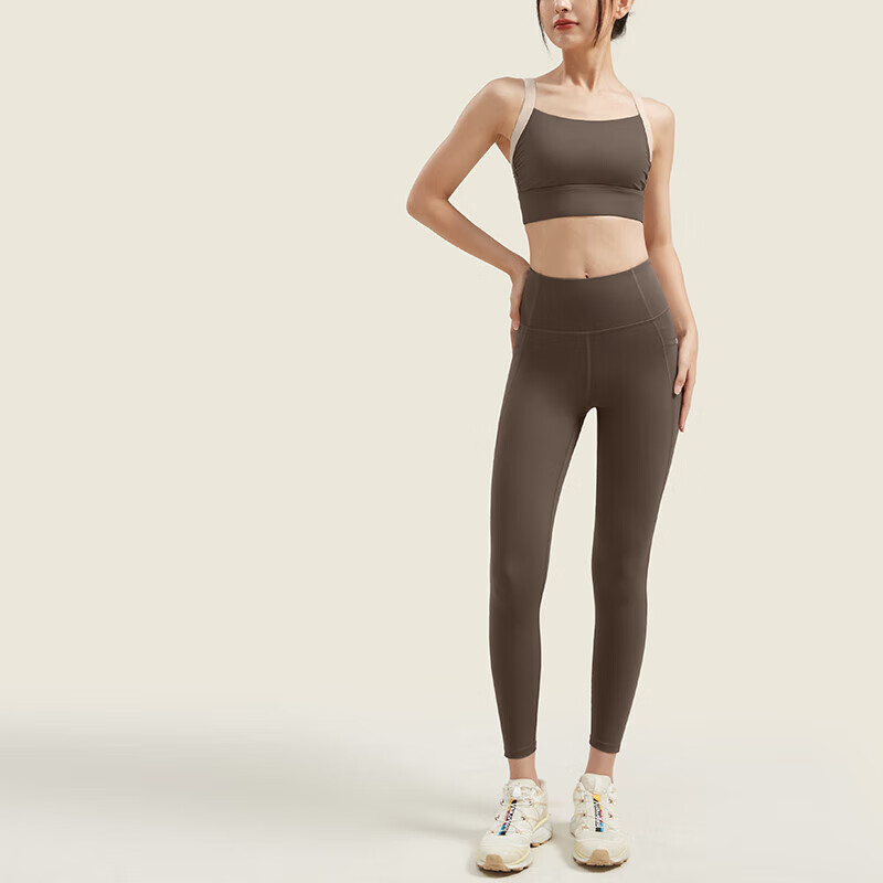 VFU Kitten Ear High-Intensity Sports Bra, Shock-Absorbing, Breathable, Beautiful Back Design, Suitable for Outdoor Wear, Sports Vest, Wutong Color, Size S