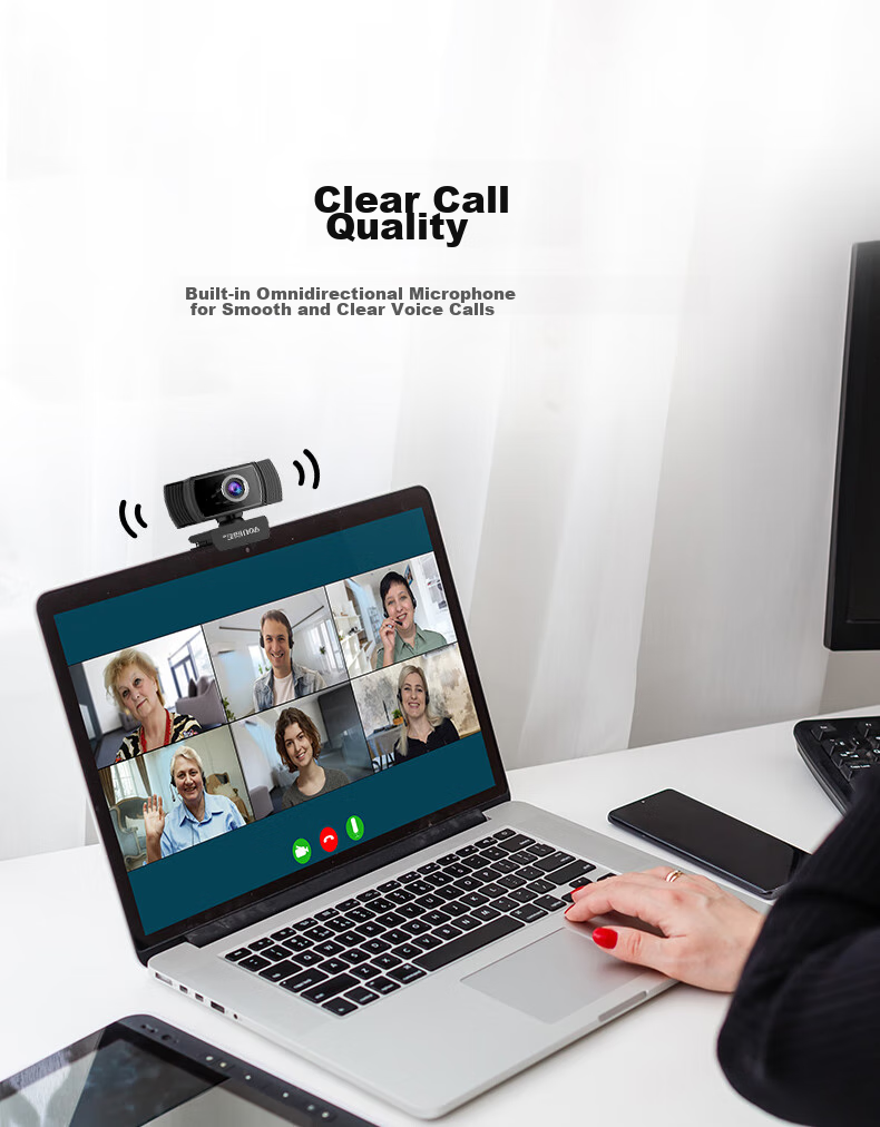 Aoni Computer Webcam, High-Definition with Microphone, Video Chat, Conference, Exam, Online Class, Home Desktop Laptop USB Interface Plug-And C5Pro 6