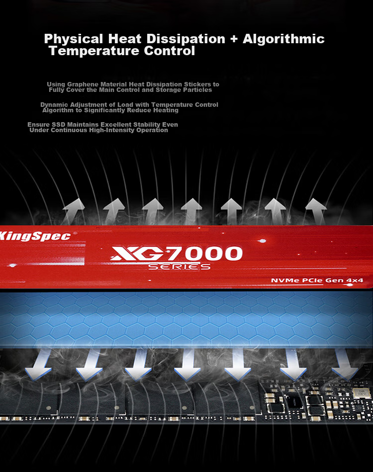 KingSpec 2TB SSD Solid State Drive M.2 Interface PCIe4.0 Read Speed 7400MB/s NVMe TLC Particles Desktop Laptop Universal Compatible Black Myth: Wukong 8