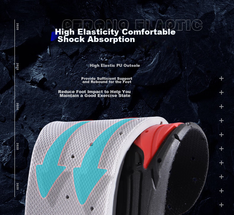 Nanjiren 2 Pairs Shock-Absorbing Sports Insoles for Men, Arch Support, Breathable, Sweat-Wicking, Elastic Basketball Insoles for Women, Black, Size 41-42 7