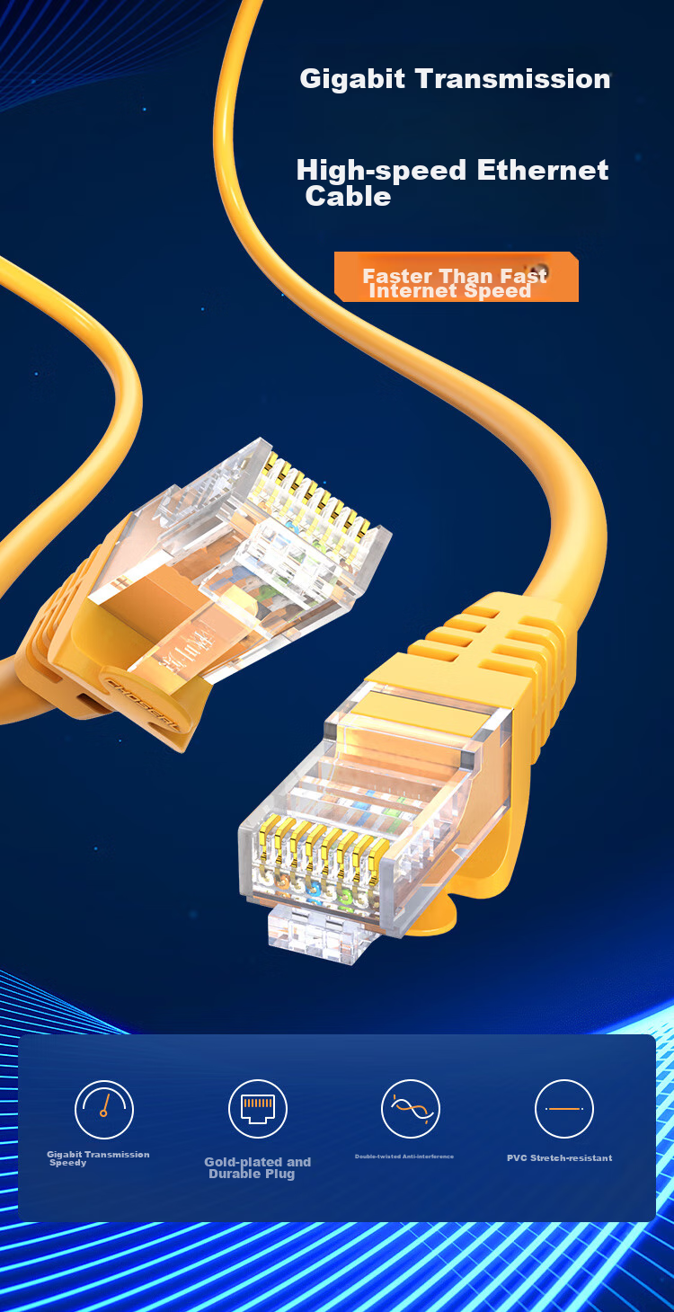 CHOOSEAL (CHOSEAL) Cat6 Ethernet Cable, Gigabit High-Speed Computer Router Broadband Connection Wire, Engineering And Home Use Twisted Unshielded Patch Cord, Orange, 8 Meters, QS2619C 1