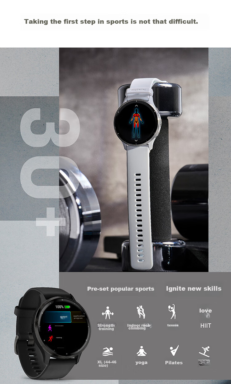 GARMIN Venu3 Deep Space Black ECG Heart Rate Running Cycling Swimming Fitness Stylish Sports Smartwatch 8