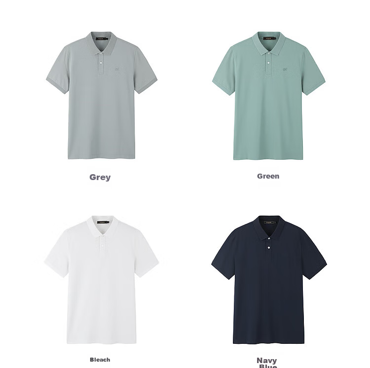 YOUNGOR [Cool Touch] Spring/Summer 2026 New Style, Turn-Down Collar, Solid Color, Oxygen Short-Sleeve Polo Shirt, Blue, Size S 19