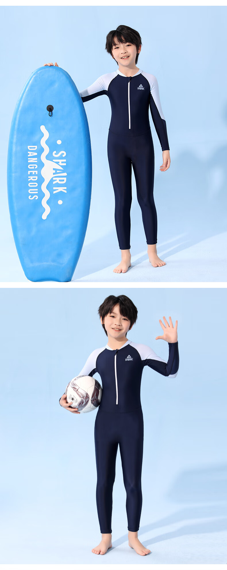 PEAK Children's One-Piece Long-Sleeve Swimsuit, Hot Spring Beach Sun Protection, Boys' Surfing Suit, Training Swimwear, Size 140 11