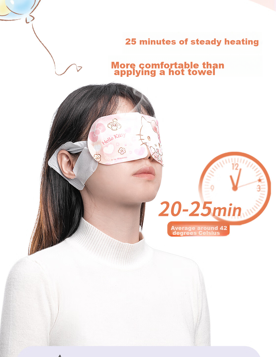 MINISO Sanrio Dream Series Hello Kitty Steam Eye Mask, 5 Pieces, Heating Eye Patch, Hot Compress, Suitable for Both Men And Wome 3