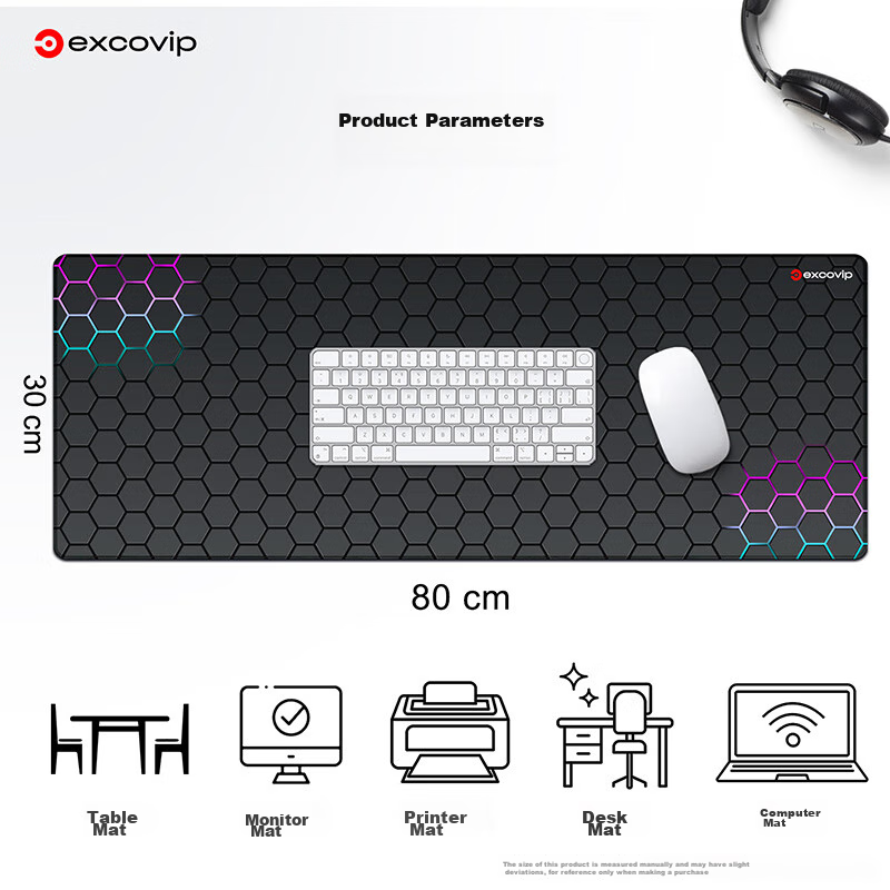 EXCO Mouse Pad, Extra Large Desk Mat, Computer Office Gaming Cartoon Anime Edge-Locked Keyboard Pad, Non-Slip, 800*300mm, Hexagonal Colorful 0258 10