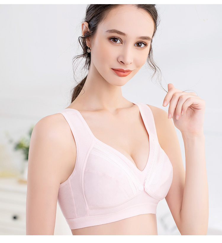 Aibaoshi Nursing Bra Maternity Underwear Pregnancy Wireless Front-Opening Breastfeeding Bra Push-Up Brassiere M508, Skin Color, Size L 9