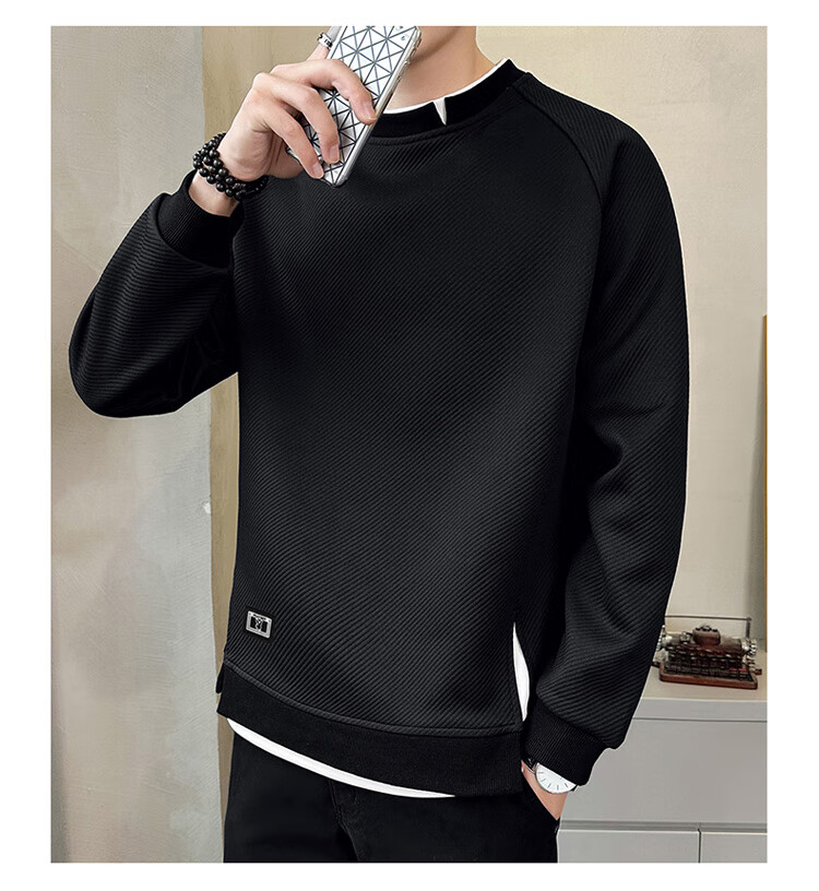 PLAYBOY Sweatshirt for Men, Autumn Long-Sleeve T-Shirt, Loose Casual Sports Jacket, Trendy Men's Top, Base Layer 15