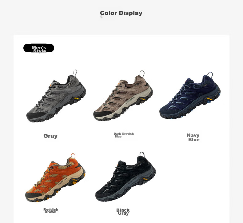 Merrell MOAB3 GTX Hiking Shoes, Outdoor Waterproof Sports Climbing Shoes for Men, Vibram Outsole, Non-Slip Breathable Winter Shoes, Size 42 2
