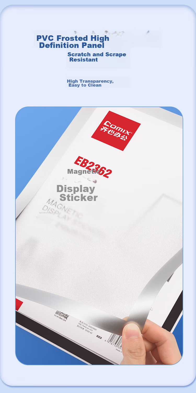 COMIX Business License Frame A4 Magnetic Display Holder for Business License Copy Protection And Notice Board Sticker EB2362 (297x210mm) Silver 6