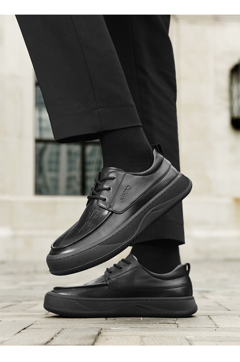 HLA Men's Comfortable Soft Sole Casual Leather Shoes HAAPXM2DAD084 Black Size 41 3