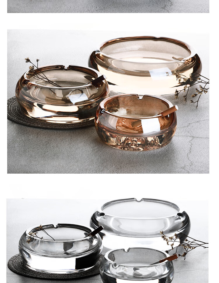 Gongxun Metal Stainless Steel Ashtray for Home Living Room Creative Coffee Table Decorative Ornament, Matte Black 8cm 9
