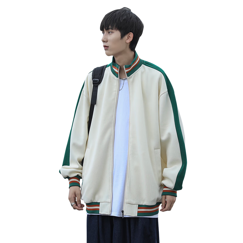 Foss Phil Men's Flight Jacket, Spring And Autumn American High Street Style, Versatile Short Baseball Coat, JK001 Black M