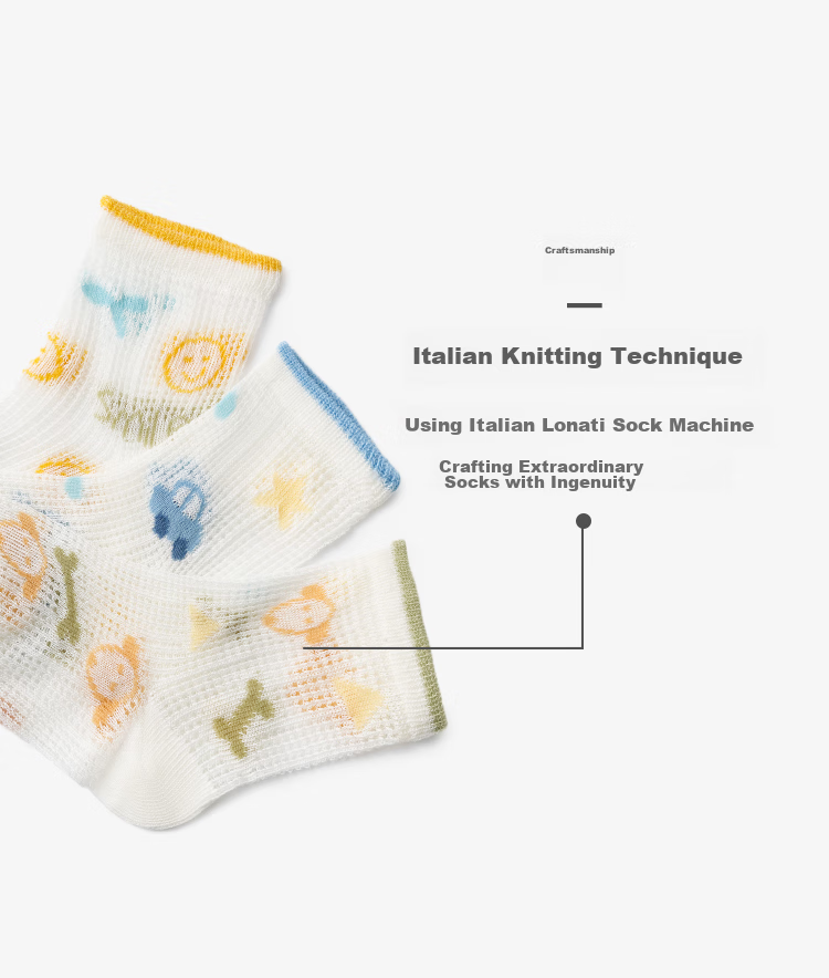 Niduoxiong Children's Socks, Summer Baby Mesh Socks, Loose-Top Thin Cotton Socks for Boys, Newborn Socks for Kids 10