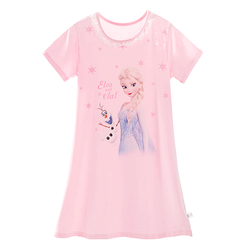 Dishini Elsa Princess Nightgown, Summer Thin Style, Girls' Spaghetti Strap Dress, Frozen, Children's Girls' Sleepwear, Sleeveless, for Older Childre