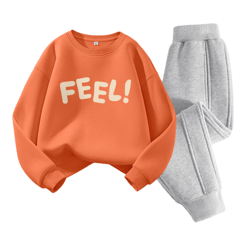 Baleno Boys' Spring And Autumn Outfit, 2024 Style, Older Boys' Cool Casual Round Neck Sweatshirt, Children's Autumn Sportswear, Two-Piece Set