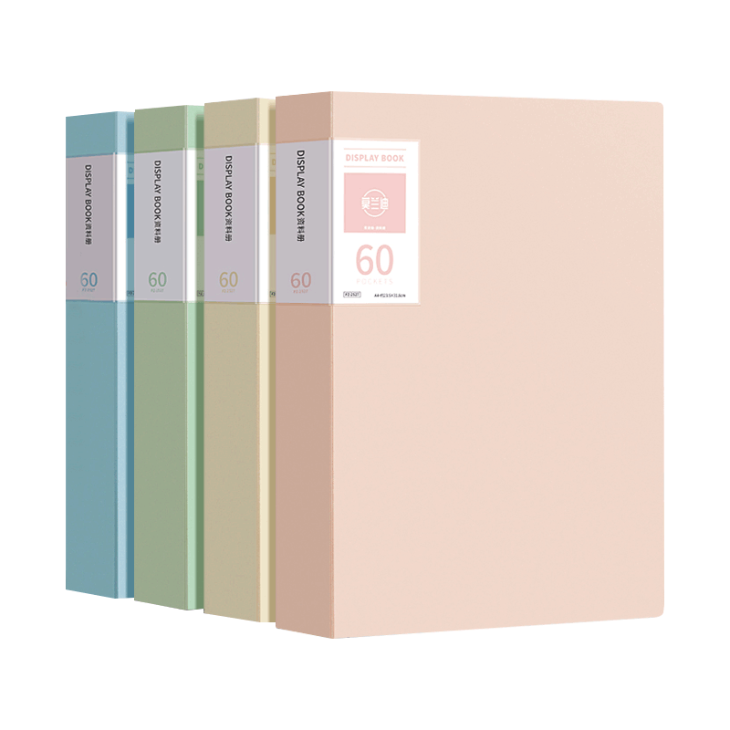 Yuhe A4/60-Page Morandi Color Document Folder, Multi-Page File Organizer, Student Work And Certificate Collection Binder with Multiple Layers And Insert Pockets, 4 Colors, 7005