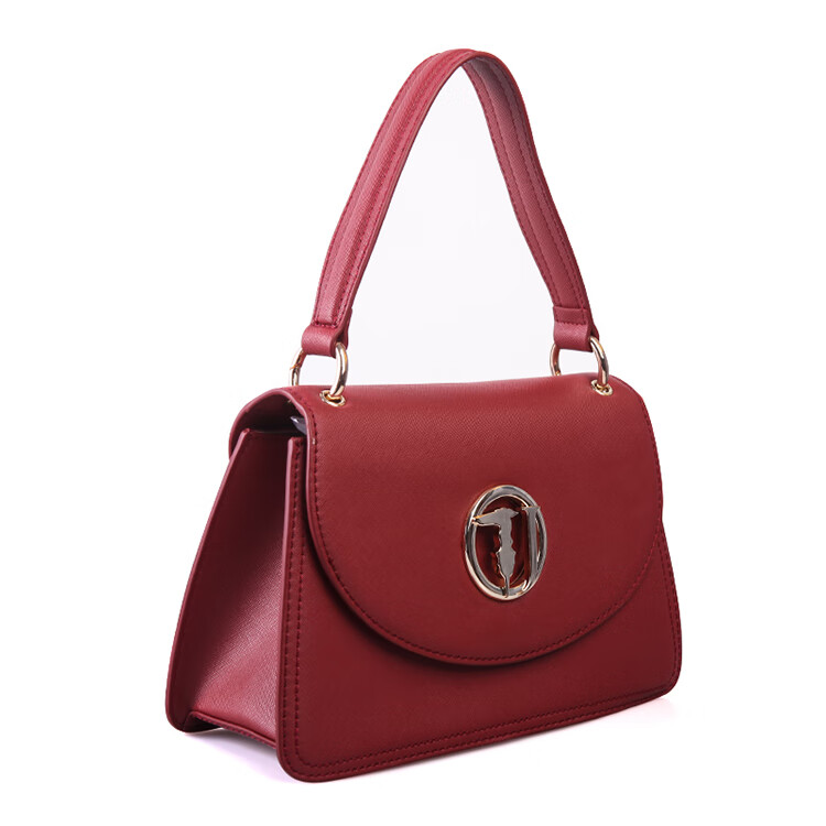 trussardijeans杜鲁萨迪19秋冬新款女士黑色聚酯纤维翻盖手提包75b00