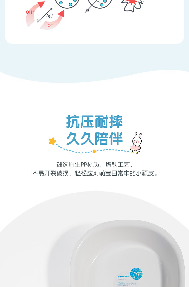 CHAHUA Plastic Basin, Size S, Antibacterial Silver Ion Baby Washbasin, Underwear Washing Basin, Square Basin, PP Material, Anti-Mold 4