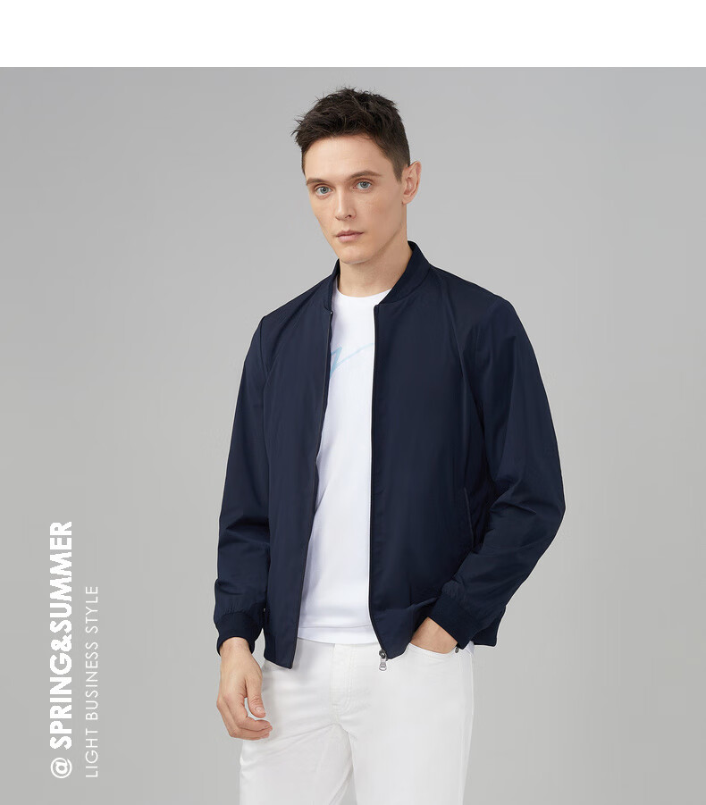 YOUNGOR 26 Spring New Casual Baseball Collar Trendy Short Ultra-Thin Jacket Navy 170/92A 8