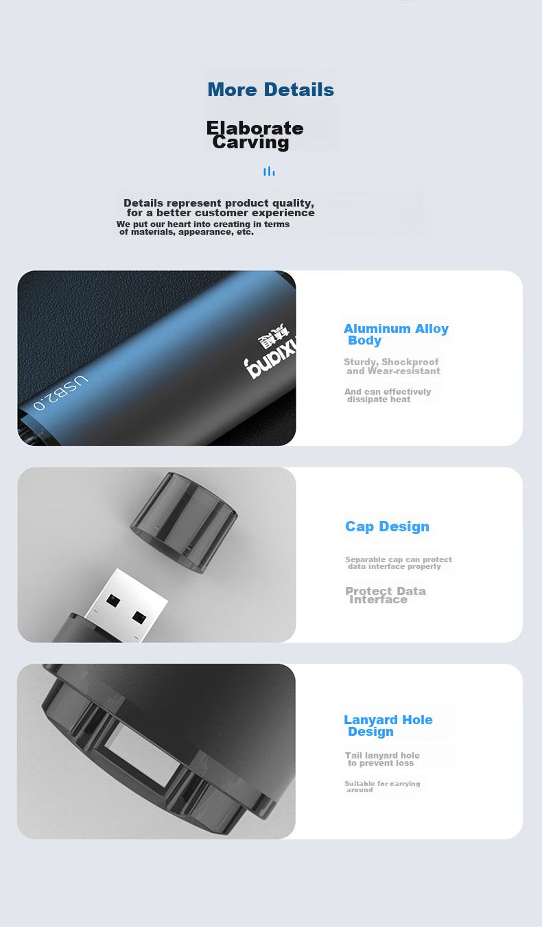 FANXIANG 64GB USB Flash Drive, USB2.0, Professional Bidding Mini USB Drive, Portable, Plug And Play, Enterprise Bidding Car Computer Universal Metal Flash Drive F202-2 Black 9