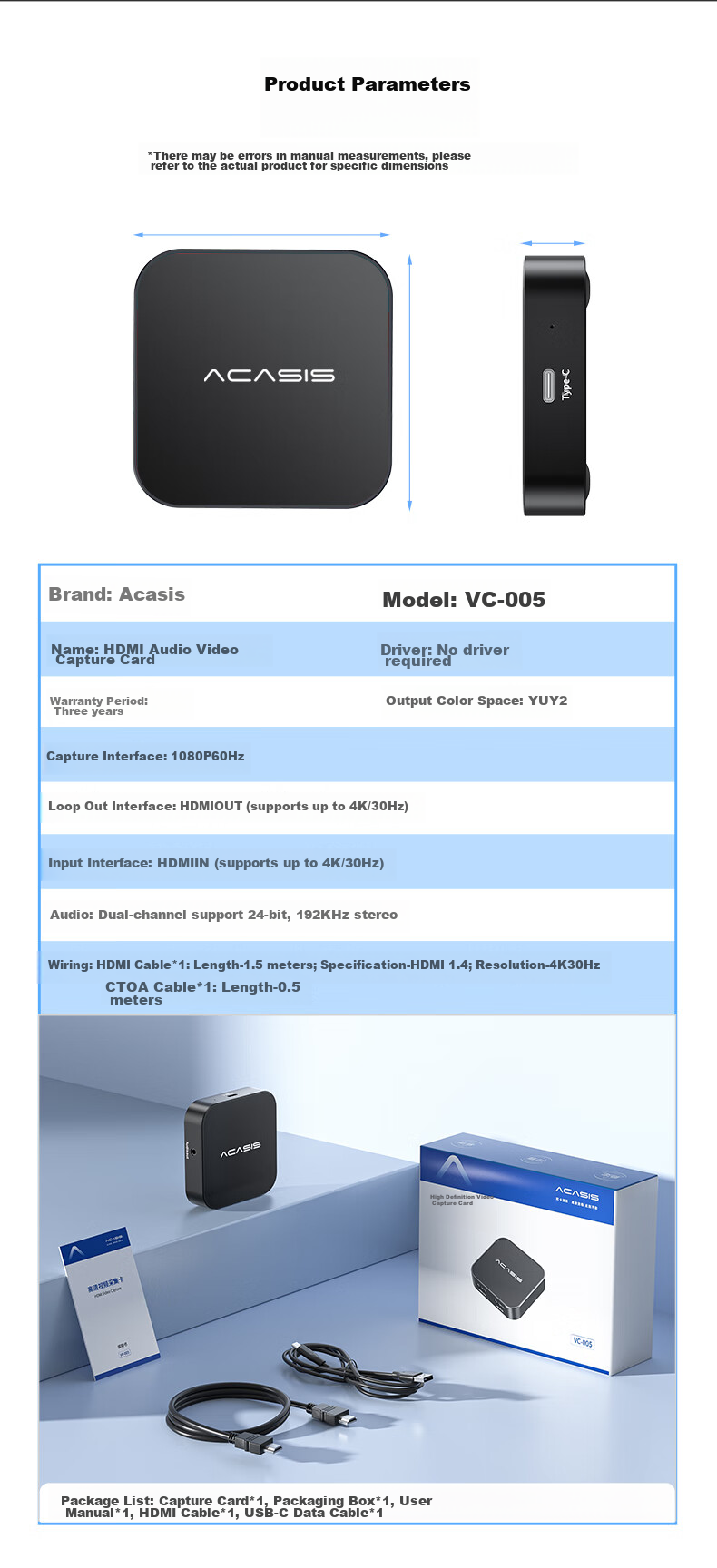 Acasis Video Capture Card, 4K 30Hz Loop-Out Low Latency, Suitable for Sony Canon Cameras, DJI Switch/PS5/NS Computer Games, Live Streaming, Douyin Recording, VC-005 17