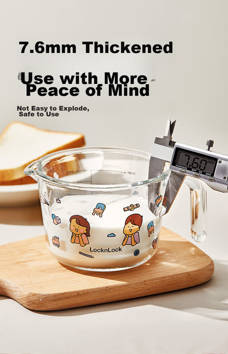 LOCK&LOCK Baby Food Cup, Breakfast Cup, Baby Measuring Cup with Scale, Heatable Milk Cup, High-Temperature Resistant Glass Steamed Egg Bowl 6