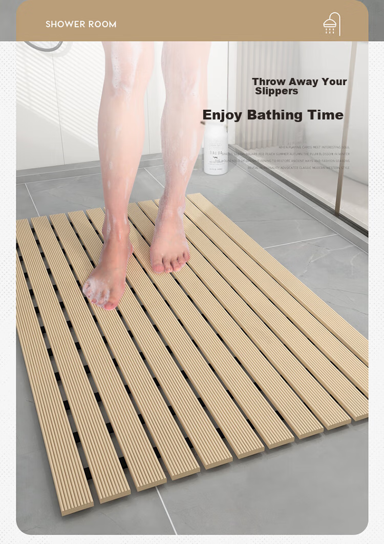 Huaxu Household Bathroom Non-Slip Mat, Shower Room Bathing Area Anti-Fall Floor Mat, Bathroom Washroom Toilet Water Barrier Waterproof Hollow Desig 2