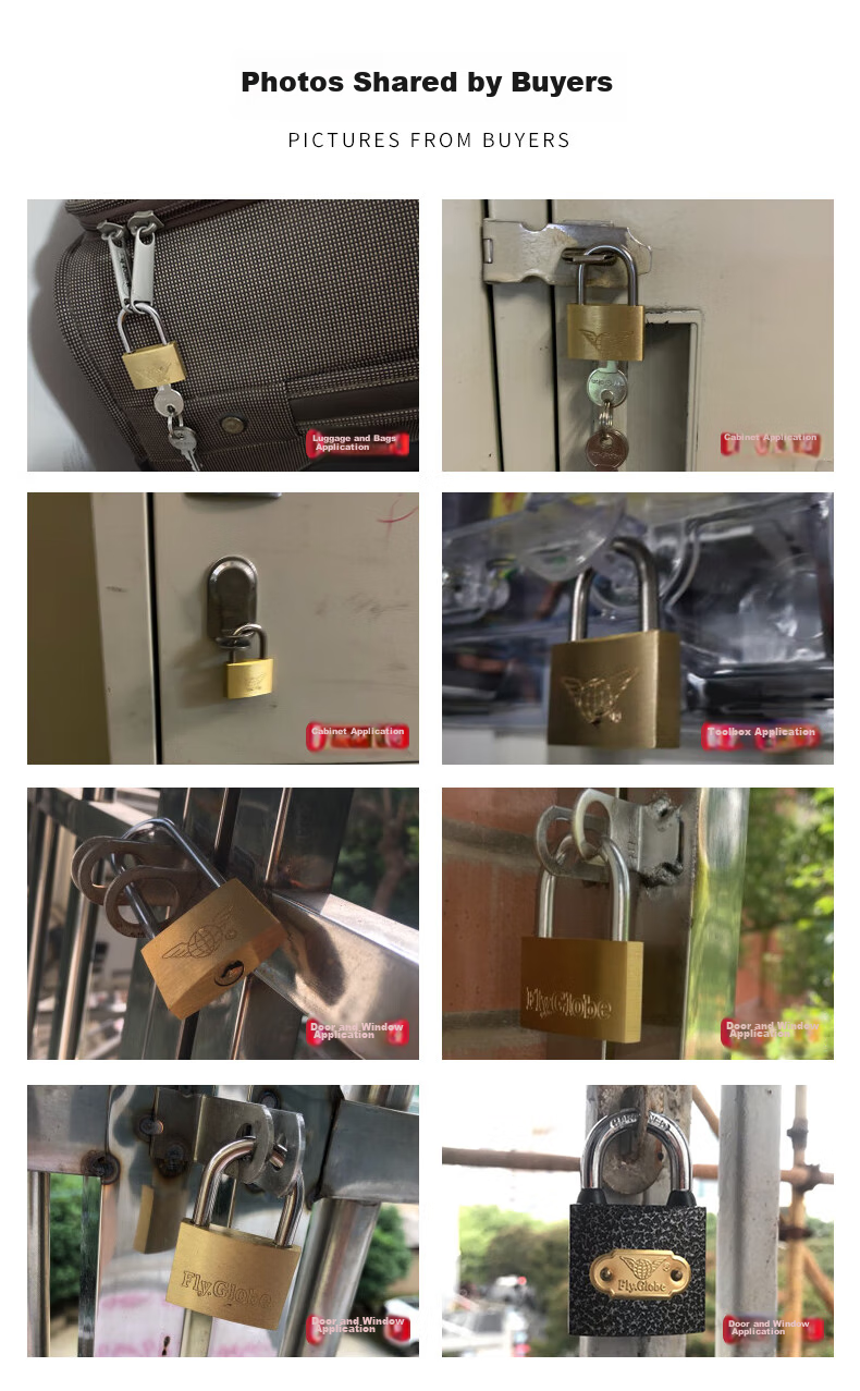 Fly.Globe Brass Padlock, Waterproof And Rust-Resistant Lock, Door Lock, Drawer Lock, Cabinet Lock, Anti-Theft Window Lock, 30MM 3