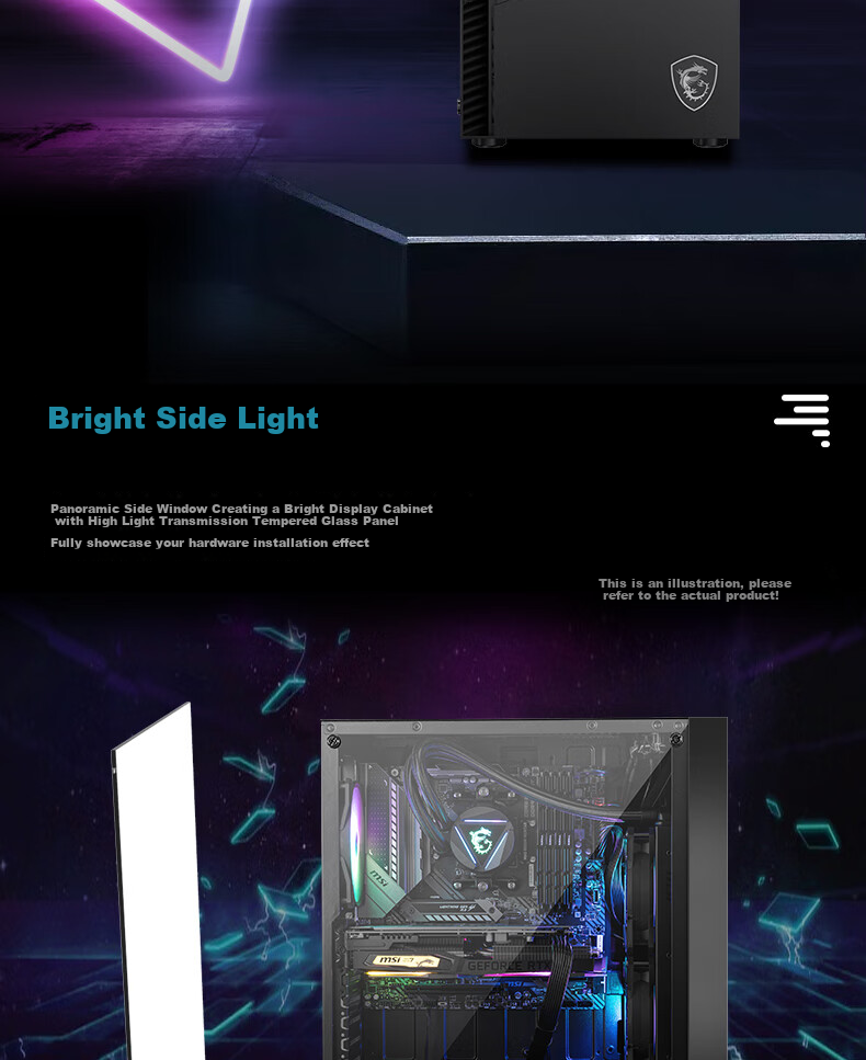 MSI Dragon II Glass Side Panel Case Supports ATX Motherboard (Optimized Airflow Design/Magnetic Dust Filter/ATX Power Supply Support) 3