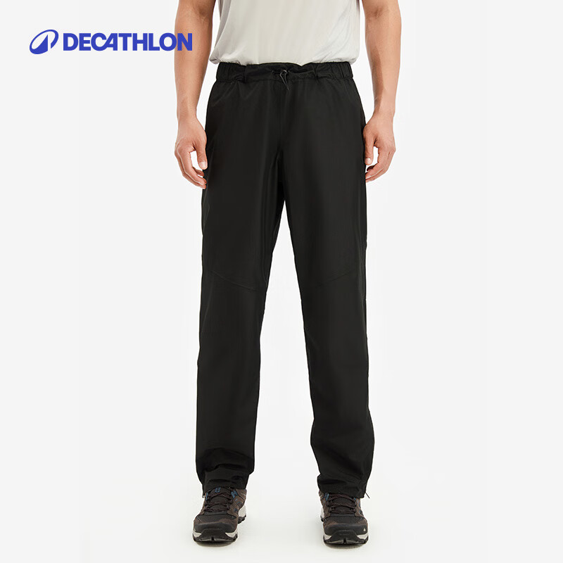 DECATHLON Men's Windproof Outdoor Lightweight Pants, Hiking Rain Trousers, Loose Fit MH500 Men's - Black XS 2715542