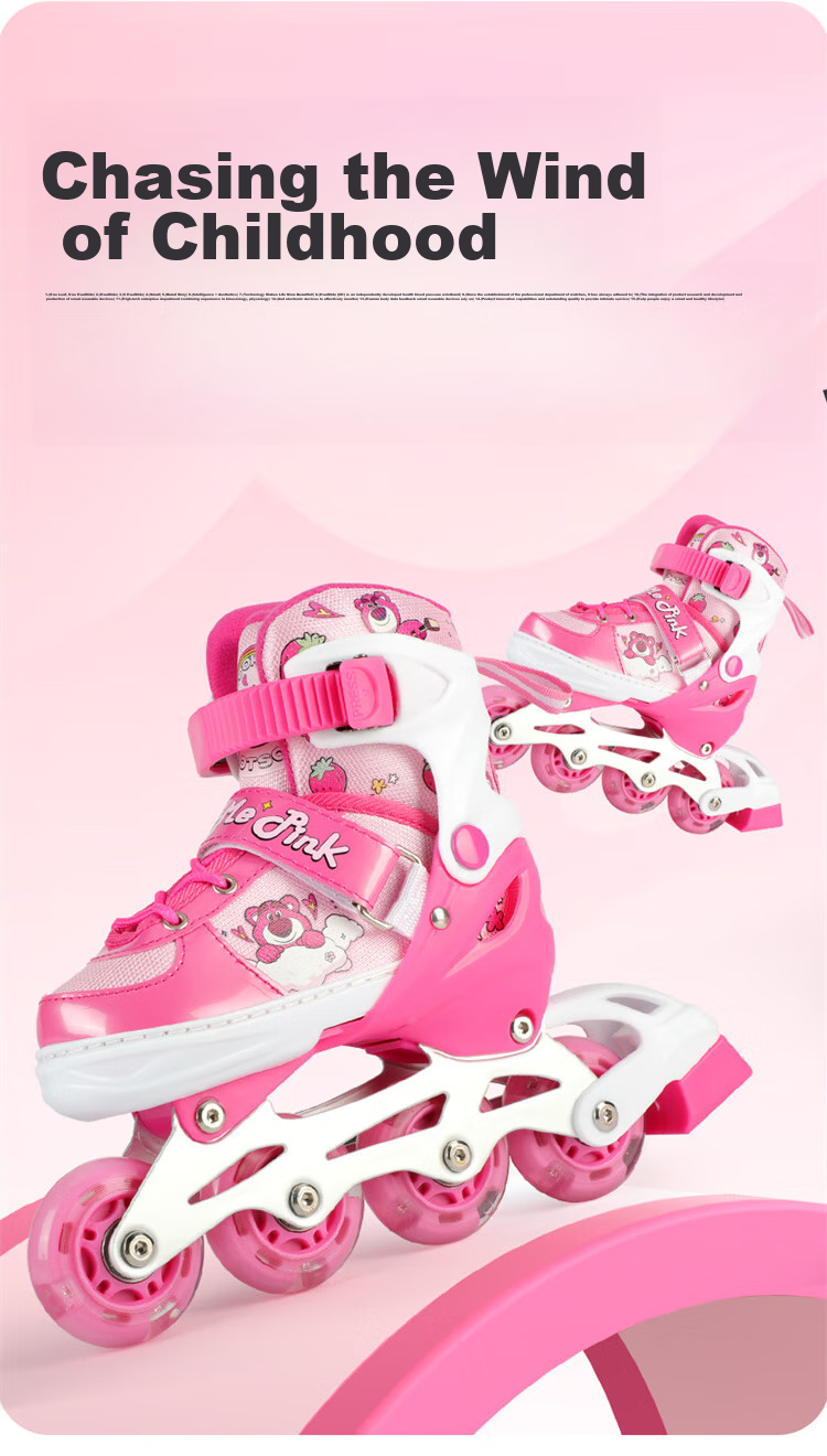 Disney Strawberry Bear Roller Skates for Children, Girls' Inline Skates, Professional Adjustable Roller Skates, Birthday Gift 7