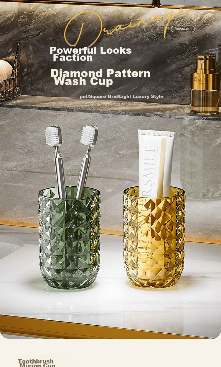 Jingxun Toothbrush Cup, Set of 2, Simple And Stylish Adult Home Tooth Mug, Student Couple Wash Cup, Green + Transparent 1