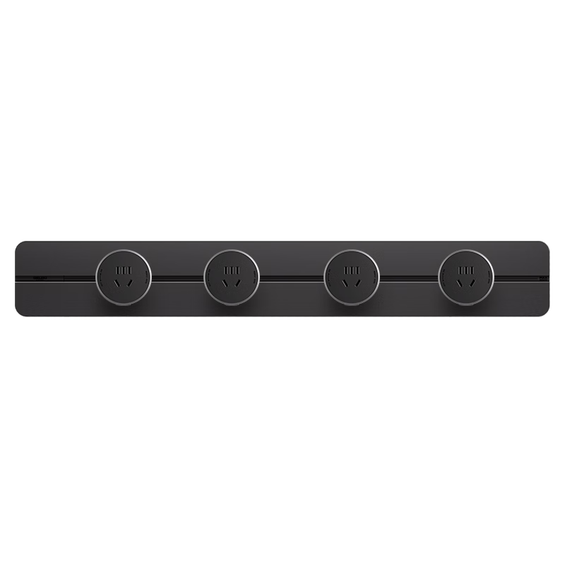 DELIXI Track Socket Upgraded New Borderless Wall-Mounted Rail Socket 60cm Track + 4 Five-Hole Sockets Iron Gray