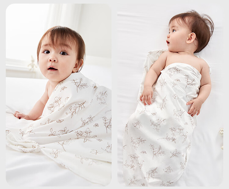 PurCotton Baby Swaddle, Antibacterial Knitted Blanket, Pure Cotton Newborn Wrap, Air Conditioning Cover, Fairy Tale Tree House Design, 90×90cm 19