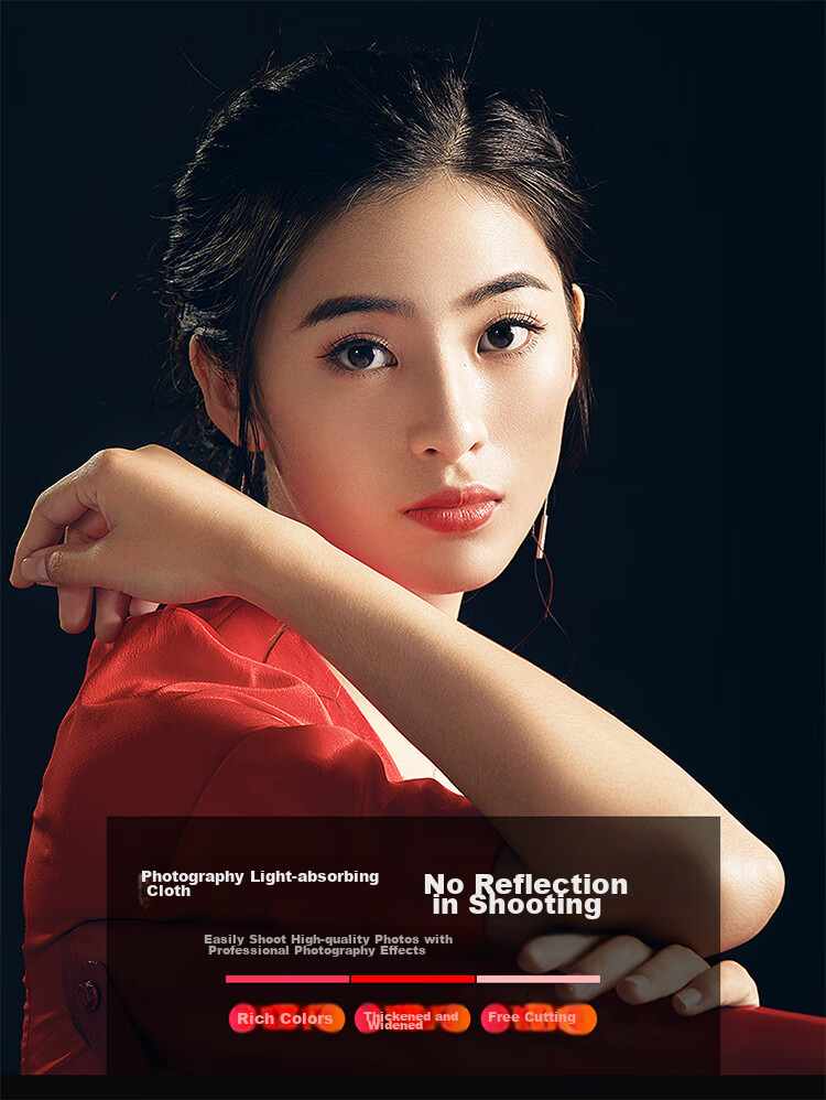 Beiyang 1.5*2 Flocked Fabric, Black Background Cloth with Stand, Photography Light-Blocking Fabric, Solid Color Thickened Absorbent ID Photo Flocked Fabric, Photo Shooting Flocked Portrait Cloth, Backdrop Stand 2
