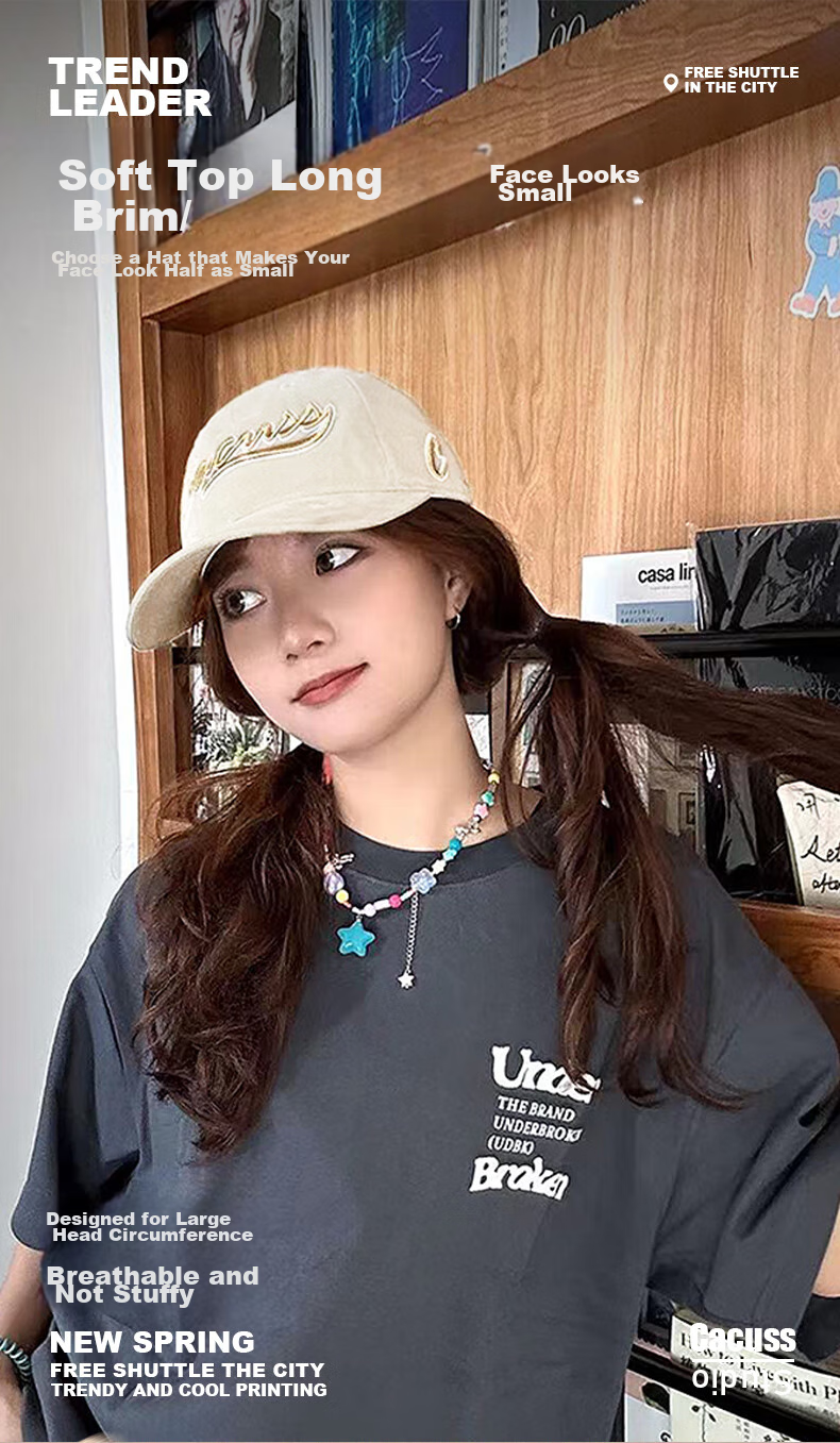 CACUSS Women's Embroidered Baseball Cap Spring Cotton Soft Top Visor Hat Mist Blue 1