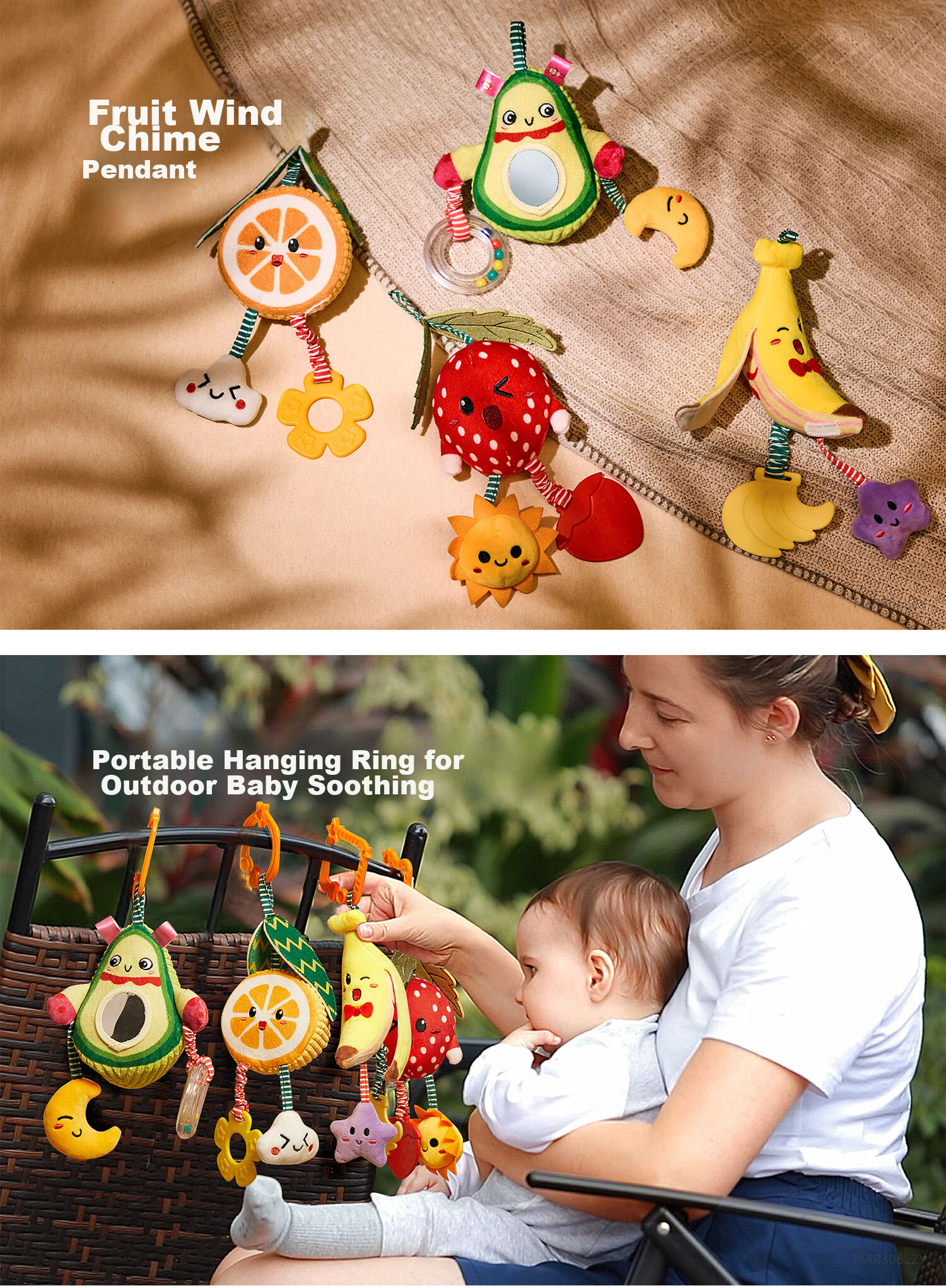 Tumama Kids Baby Crib Bell, Teether, Soothing Stroller Pendant, 0-1 Year Old Plush Bed Hanging, Newborn Car Toy 12