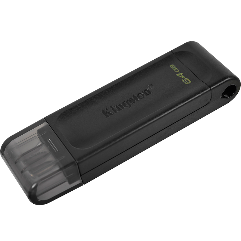 Kingston 64GB USB3.2 Gen1 Type-C High Capacity Phone Flash Drive DT70 Black Compatible with Android And Apple, Universal USB Drive for Car And Computer