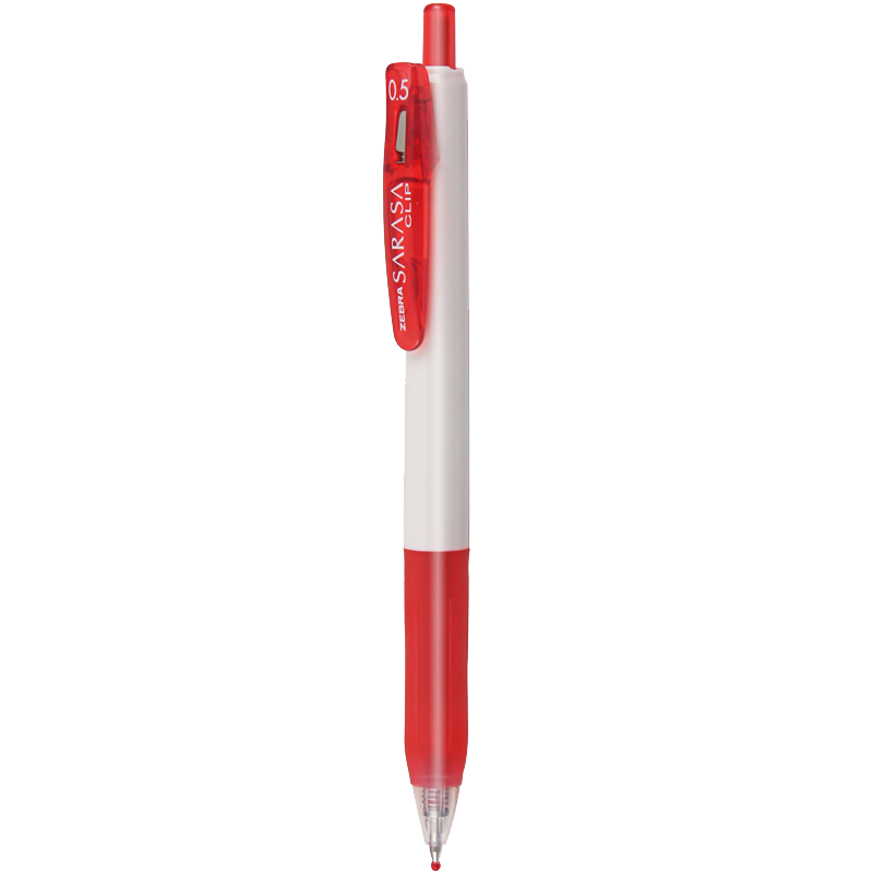 ZEBRA Study Aid Gel Pen, 0.5mm Retractable Signing Pen, Correction And Annotation Pen for Office Use, Red Pen, JJZ15W, Red, Single Pe
