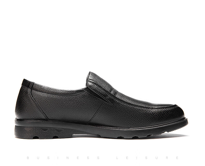 Aokang Men's Leather Slip-On Round Toe Comfortable Business Casual Shoes, Black, Size 40 10