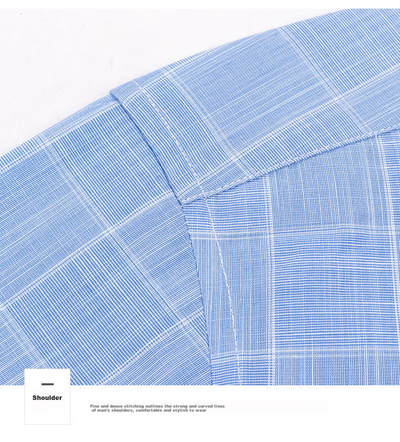 FIRS Short-Sleeve Plaid Shirt for Men, Casual Business Formal Wear for Middle-Aged Men, 2004 Blue Short-Sleeve, Size 38 16