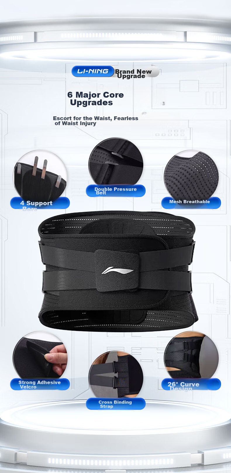 Li-Ning Back Support Belt for Men And Women, Warm Lumbar Disc Herniation Lumbar Muscle Strain Steel Plate Support Sports Waist Brace for Prolonged Sitting 5