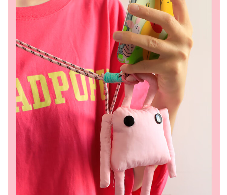 ESCASE Phone Lanyard Strap, Neck Strap, Crossbody Bag, Outdoor Detachable Shoulder Strap, Hiking, Fluffy Cartoon Style Pendant, Anti-Loss, Cute Robot Design, Exquisite White MPS-P15Pro 5